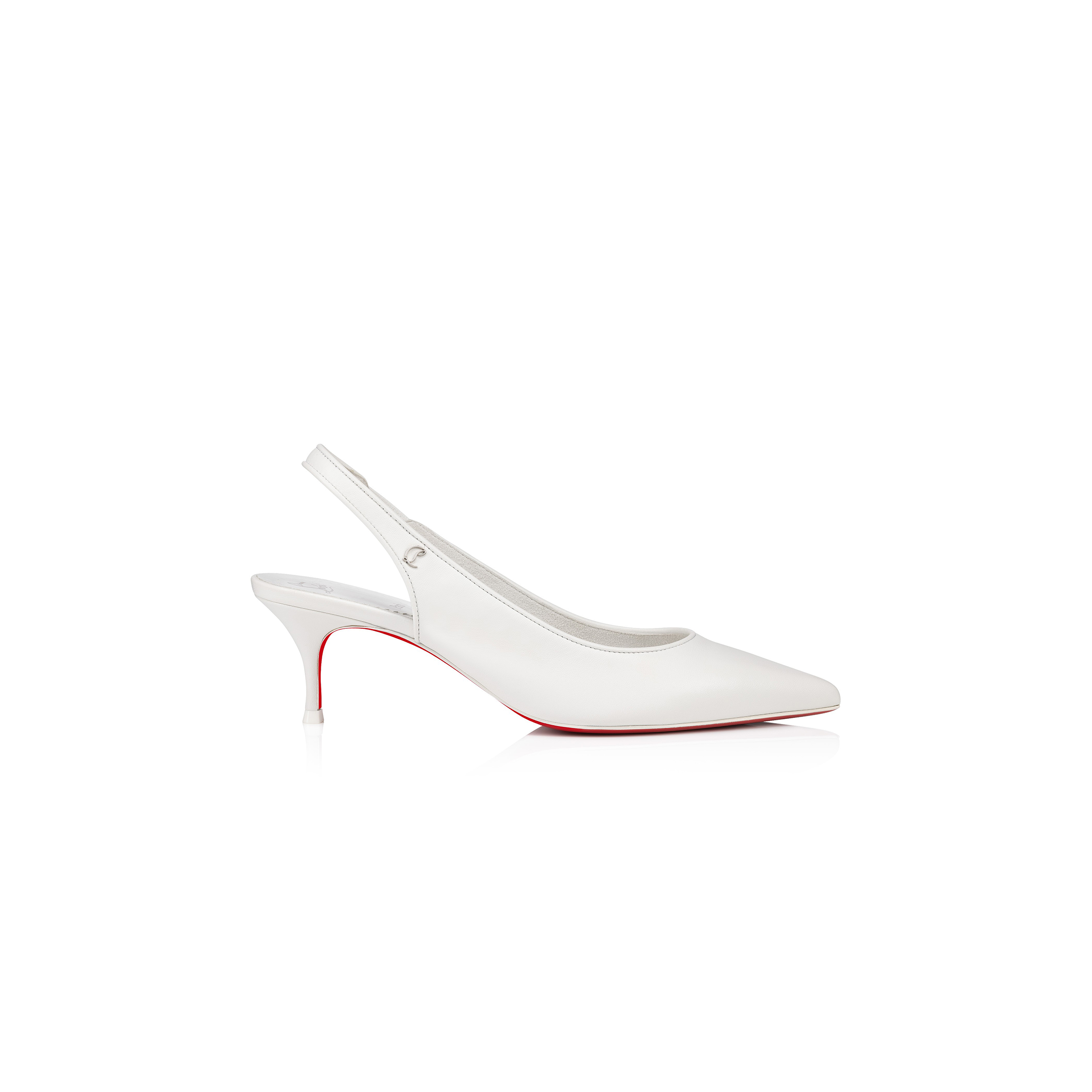 Ch**an louboutin sporty kate sling 55 mm sling back pumps-nappa leather-bianco-women 3240004w302
